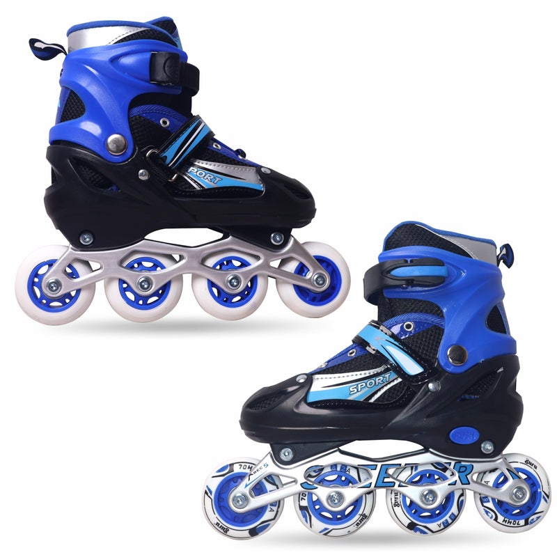 GURU Inline Skates, Inline Skates 4 Wheels 64mm for Kids & Adults Medium Size in-line Skates - Size 34-37 Euro (Blue) - Image 5