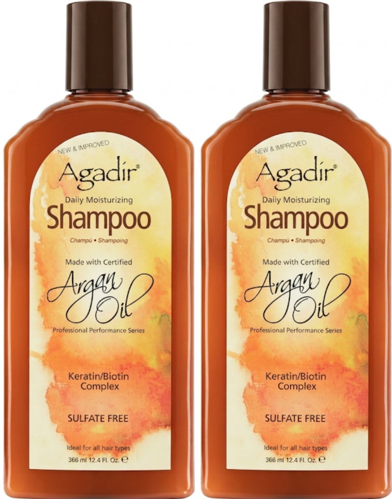Agadir Argan Oil Shampoo Daily Moisturizing And Shine Boost For Dry Damaged Hair Sulfate And Paraben Free Moisturizing 366 ML 2 Pcs
