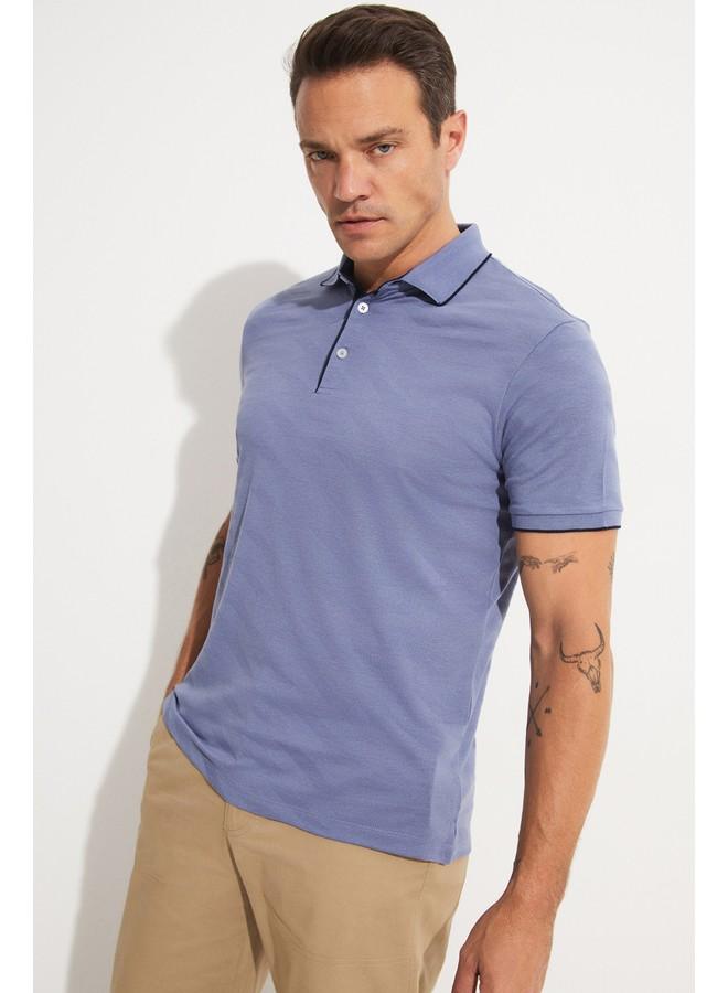 جون تيشيرت بولو رجالي أزرق مقاس عادي حصري يونيو - Image 3