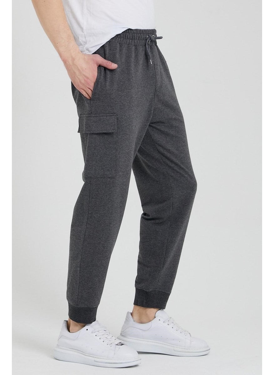 Odelon - Cargo Pocket Jogger Fit Men's Anthracite Sweatpants - Image 1