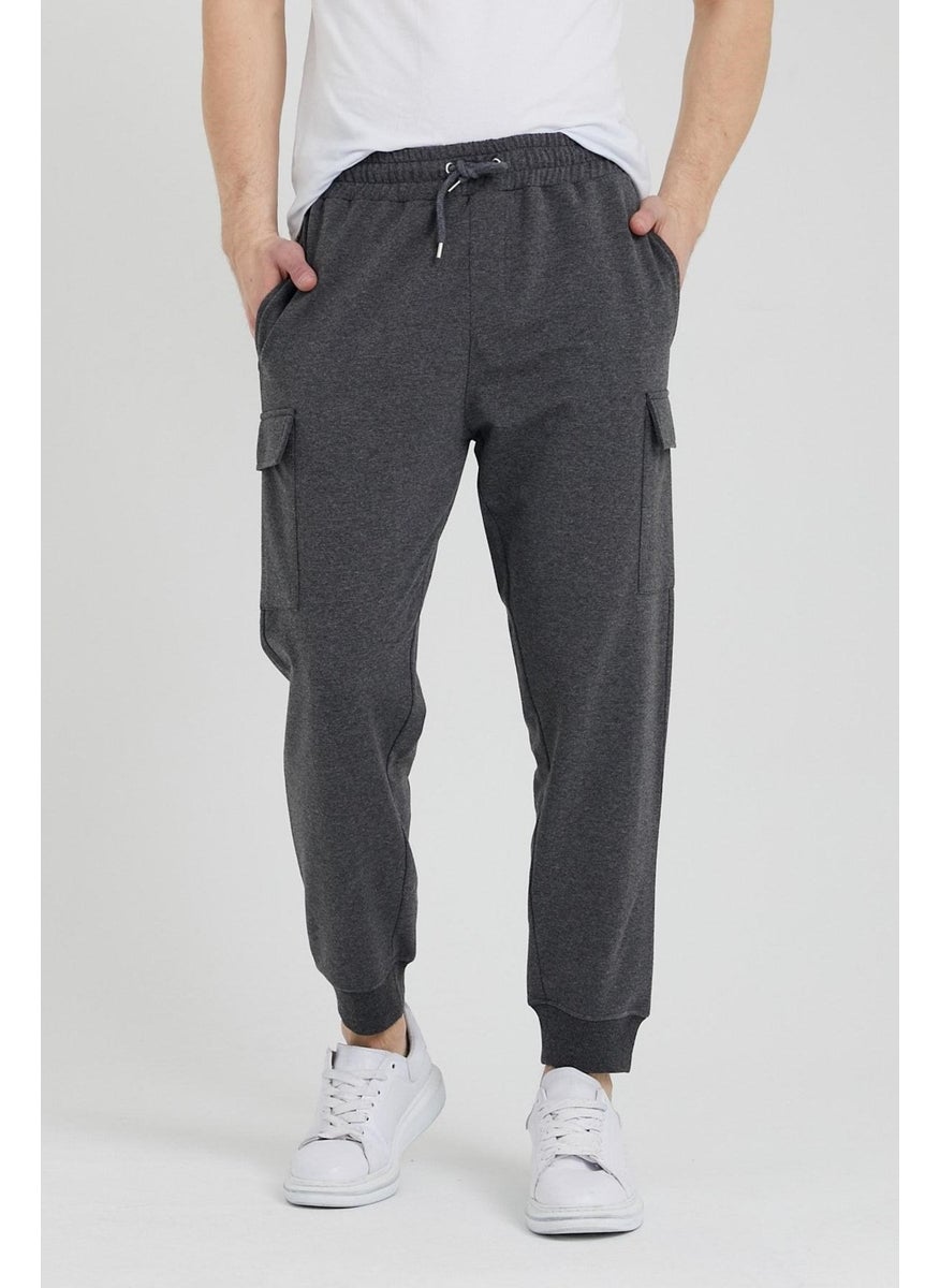 Odelon - Cargo Pocket Jogger Fit Men's Anthracite Sweatpants - Image 1