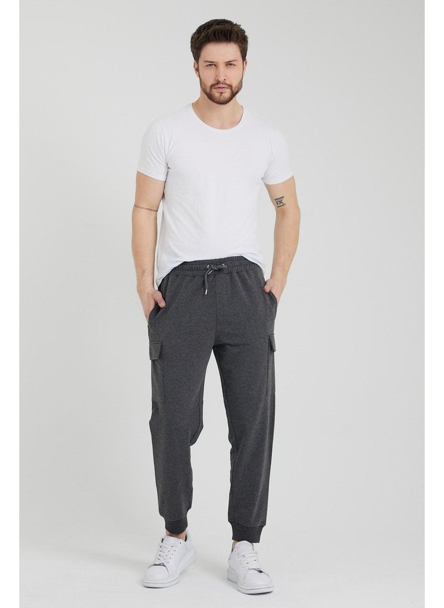 Odelon - Cargo Pocket Jogger Fit Men's Anthracite Sweatpants - Image 1