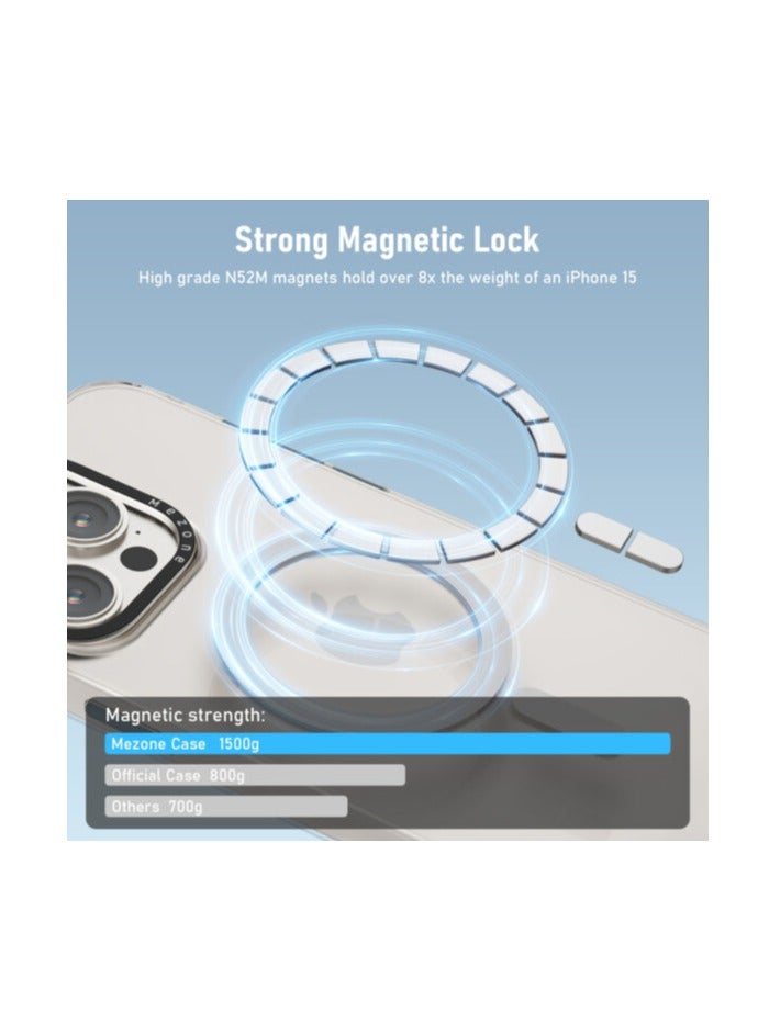 Mezone iPhone 15 Pro Clear MagSafe Phone Case, Shock Absorbing, Anti Scratch & Anti-Yellowing Case White - Image 2