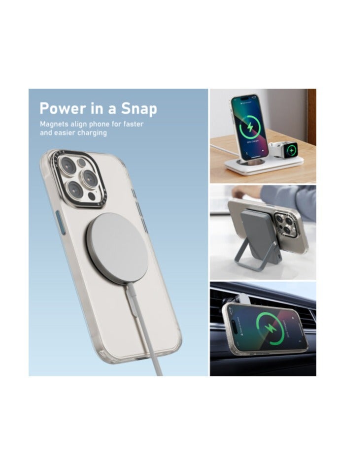 Mezone iPhone 15 Pro Clear MagSafe Phone Case, Shock Absorbing, Anti Scratch & Anti-Yellowing Case White - Image 3