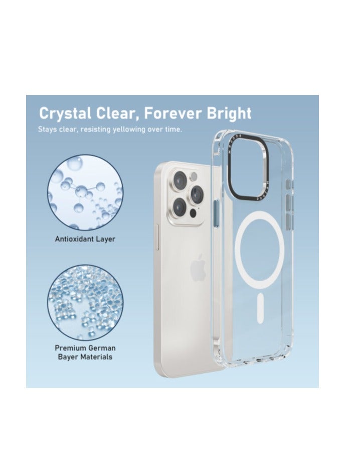 Mezone iPhone 15 Pro Clear MagSafe Phone Case, Shock Absorbing, Anti Scratch & Anti-Yellowing Case White - Image 5