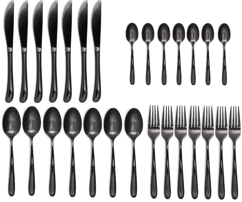 Ash  Roh Ash & Roh Restaurant Home Hotel Matte Set, Satin Finish Stainless Steel Flatware,4 pcs Set, Tableware Cutlery Set Utensils for Kitchens, Dishwasher Safe [Dinner Fork-Tea Spoon-Salad Spoon-Knife] (28) - Image 1