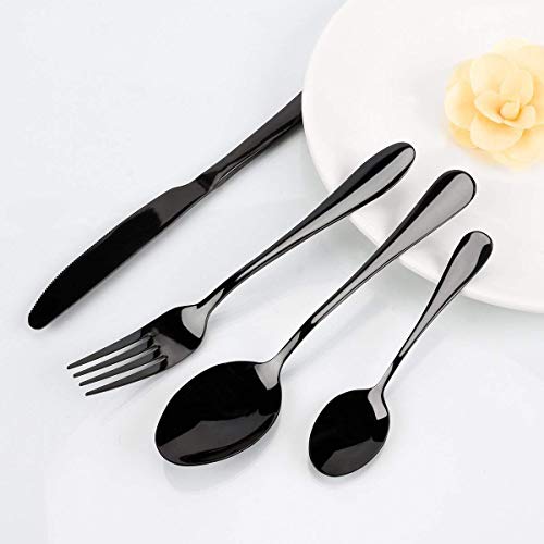 Ash  Roh Ash & Roh Restaurant Home Hotel Matte Set, Satin Finish Stainless Steel Flatware,4 pcs Set, Tableware Cutlery Set Utensils for Kitchens, Dishwasher Safe [Dinner Fork-Tea Spoon-Salad Spoon-Knife] (28) - Image 2