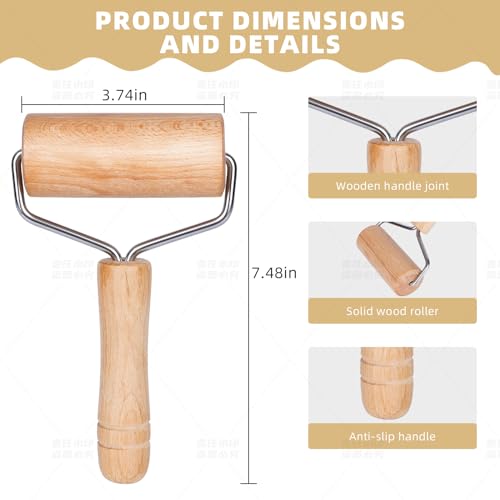 Dmikcav Rolling Pin, Wooden Rolling Pins For Baking, Pizza Dough Roller, Not Easy To Crack, Non-Stick Wood Pastry Roller, Essential Kitchen Utensils. - Image 4
