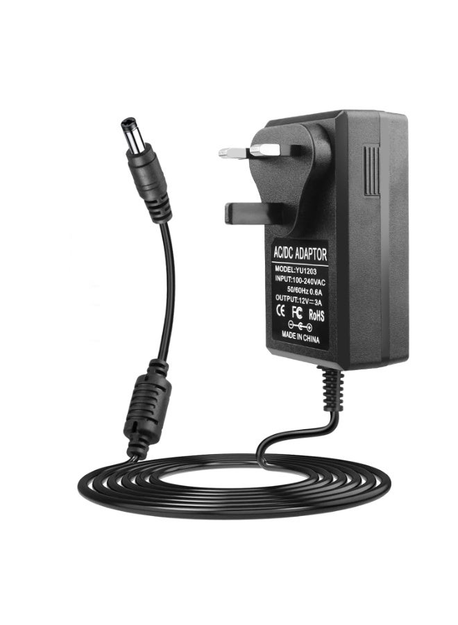 BEST ONE 12V 3A Power Adapter - AC 100-240V 50-60HZ DC 12V 3Amps 36W UK Converter Adapter Charger,5.5mm x 2.5mm Jack for CCTV Security Camera, LED Strip Lights, LCD Monitor - Image 1