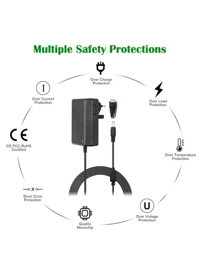BEST ONE 12V 3A Power Adapter - AC 100-240V 50-60HZ DC 12V 3Amps 36W UK Converter Adapter Charger,5.5mm x 2.5mm Jack for CCTV Security Camera, LED Strip Lights, LCD Monitor - Image 4