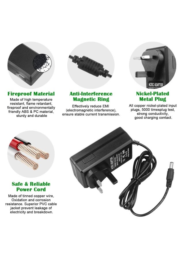 BEST ONE 12V 3A Power Adapter - AC 100-240V 50-60HZ DC 12V 3Amps 36W UK Converter Adapter Charger,5.5mm x 2.5mm Jack for CCTV Security Camera, LED Strip Lights, LCD Monitor - Image 5