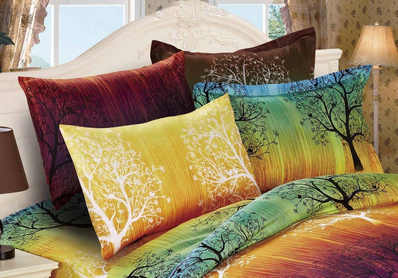 Swanson Beddings مجموعة أغطية السرير من سوانسون بيدينغز شجرة قوس قزح 3 قطع: غطاء لحاف ووسادتين (كوين) - Image 3