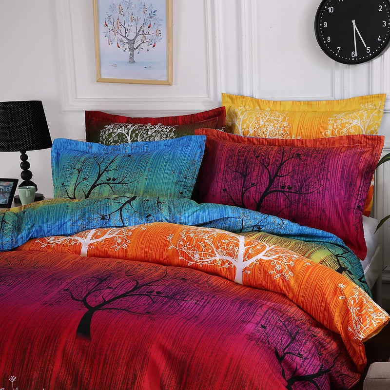 Swanson Beddings مجموعة أغطية السرير من سوانسون بيدينغز شجرة قوس قزح 3 قطع: غطاء لحاف ووسادتين (كوين) - Image 4