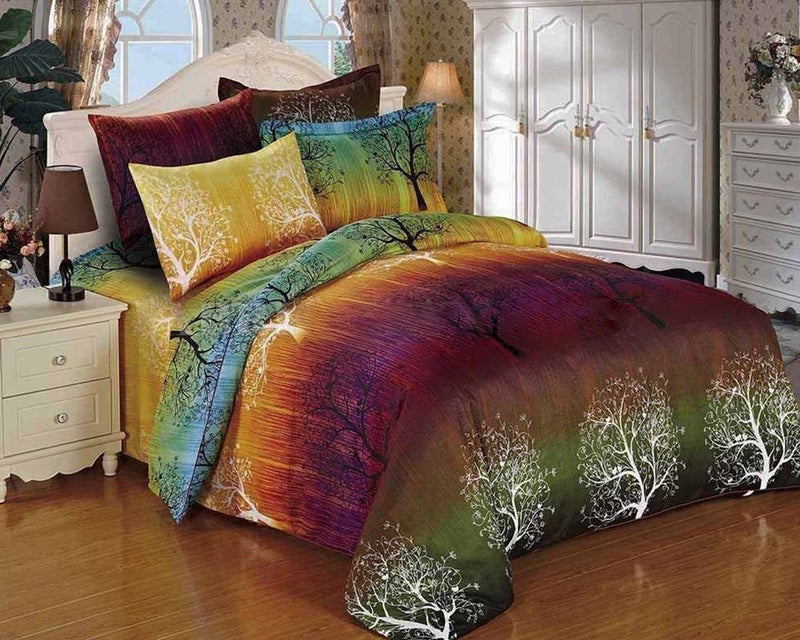 Swanson Beddings مجموعة أغطية السرير من سوانسون بيدينغز شجرة قوس قزح 3 قطع: غطاء لحاف ووسادتين (كوين) - Image 2