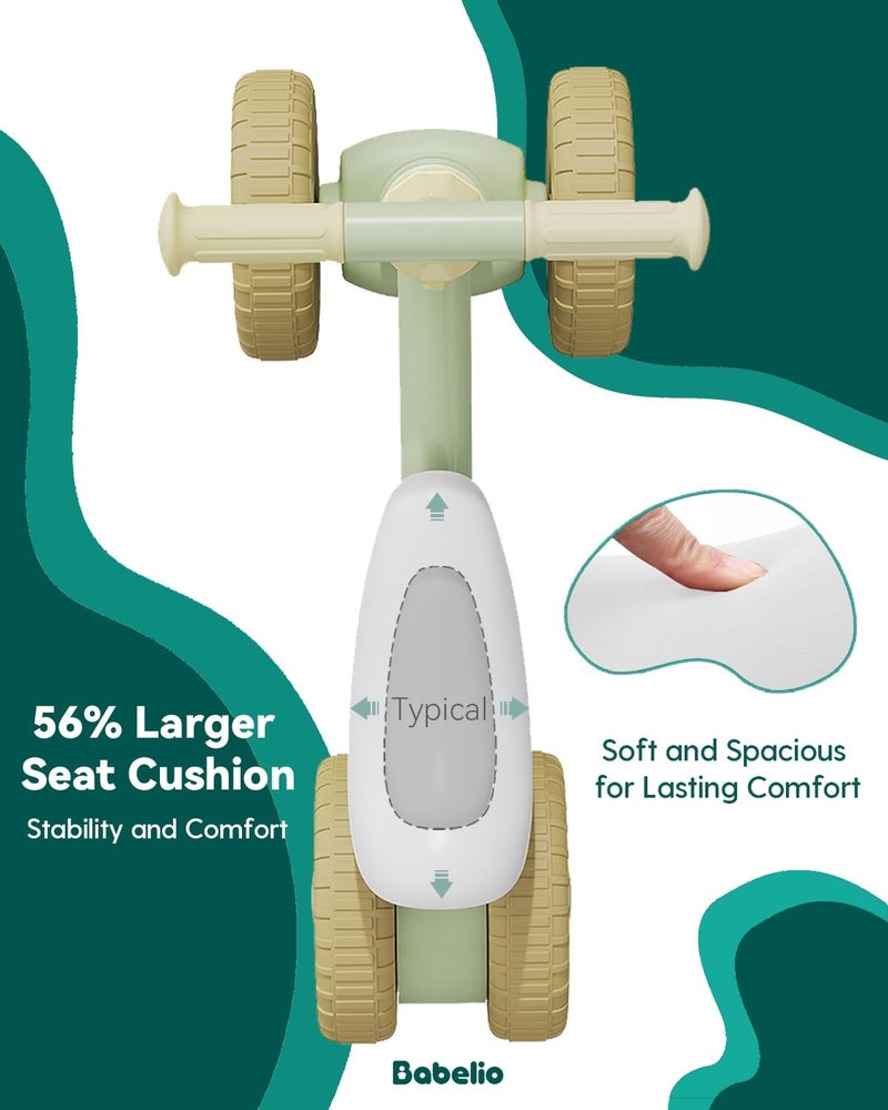 BABELIO Baby Balance Bike for 1 Year Old Boys Girls, 10-36 Month Toddler Balance Bike, 4-Wheel Off-Roader Design, Adjustable Seat & Handlebar - Black - Image 5