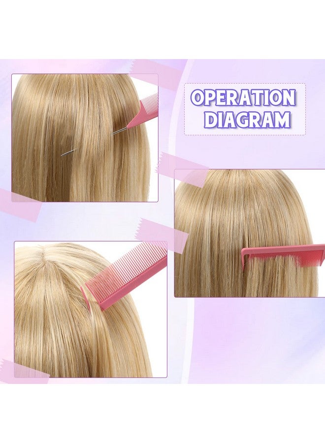 زوبيل مجموعة فرش مثيرة مكونة من 8 قطع، ومشط حافة مع مشابك للشعر، وتصفيف الشعر بحواف مزدوجة، وذيل فأر قوي ثلاثي للنساء والفتيات والأطفال (وردي) - Image 5