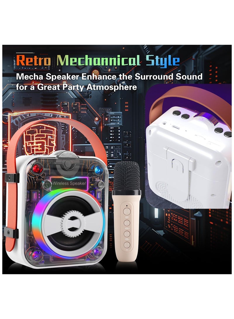 SYOSI Mini Karaoke Machine, Portable Bluetooth Karaoke Speaker with Wireless Microphone and 8 modes of Dynamic Lights, for Kids and Adults, Birthday Gifts for Boys Girls Indoor/Outdoor Family Home Party - Image 4