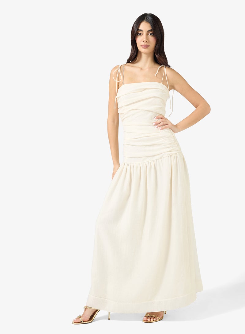Just Me Ruched Detail Bandeau Maxi Dress - Image 4