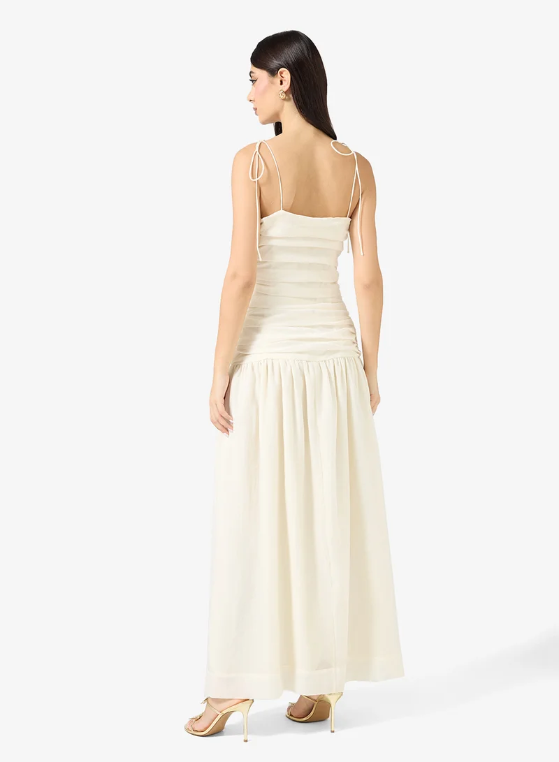 Just Me  Ruched Detail Bandeau Maxi Dress for Women | Best Price UAE