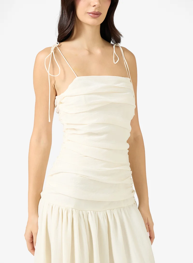 Just Me  Ruched Detail Bandeau Maxi Dress for Women | Best Price UAE