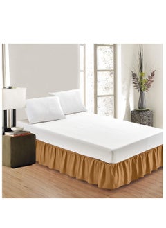 Sandy SANDY  High Hotel Quality Bed Skirt 1 Piece, Twin Single Size 100 X 200 + 25 cm, Tailored Drop, Classic Plain Solid ,Soft & Decorating,Gold  - Image 1