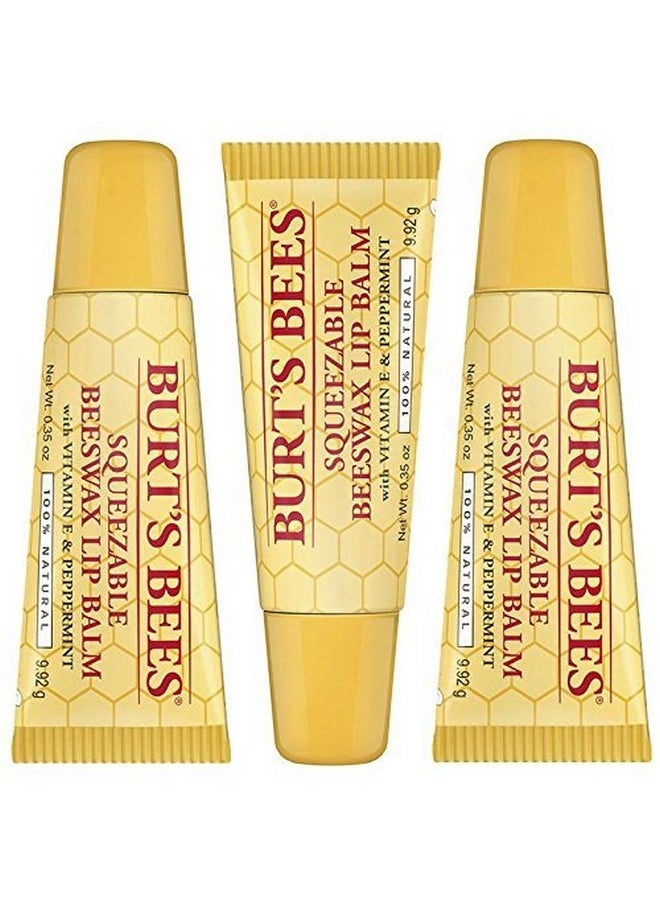 Burts Bees Lip Balm, Beeswax, Squeezable (0.35 Oz) (3 Pack)  - Image 1