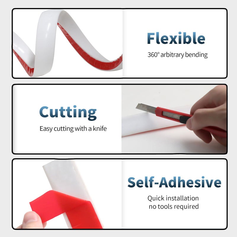 Risunpet Flexible Quarter Round Molding, Mini Peel and Stick Rubber Trim Moulding(78Inch) - Image 3
