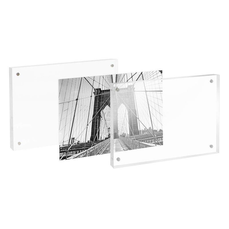 Isaac Jacobs 3.5â€ x 5â€ Super Thick [23MM Thickness] Clear Acrylic Magnetic Block Picture Frame, Double-Sided, Frameless, Freestanding, Floating Photos, for Desktop & Tabletop Display (3.5.5x5) - Image 2