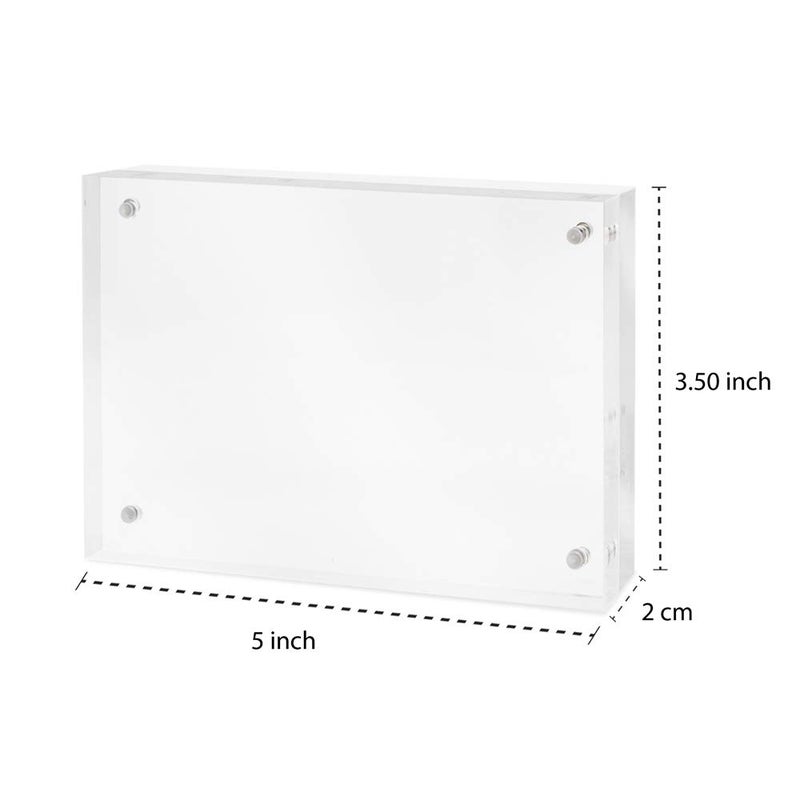 Isaac Jacobs 3.5â€ x 5â€ Super Thick [23MM Thickness] Clear Acrylic Magnetic Block Picture Frame, Double-Sided, Frameless, Freestanding, Floating Photos, for Desktop & Tabletop Display (3.5.5x5) - Image 3