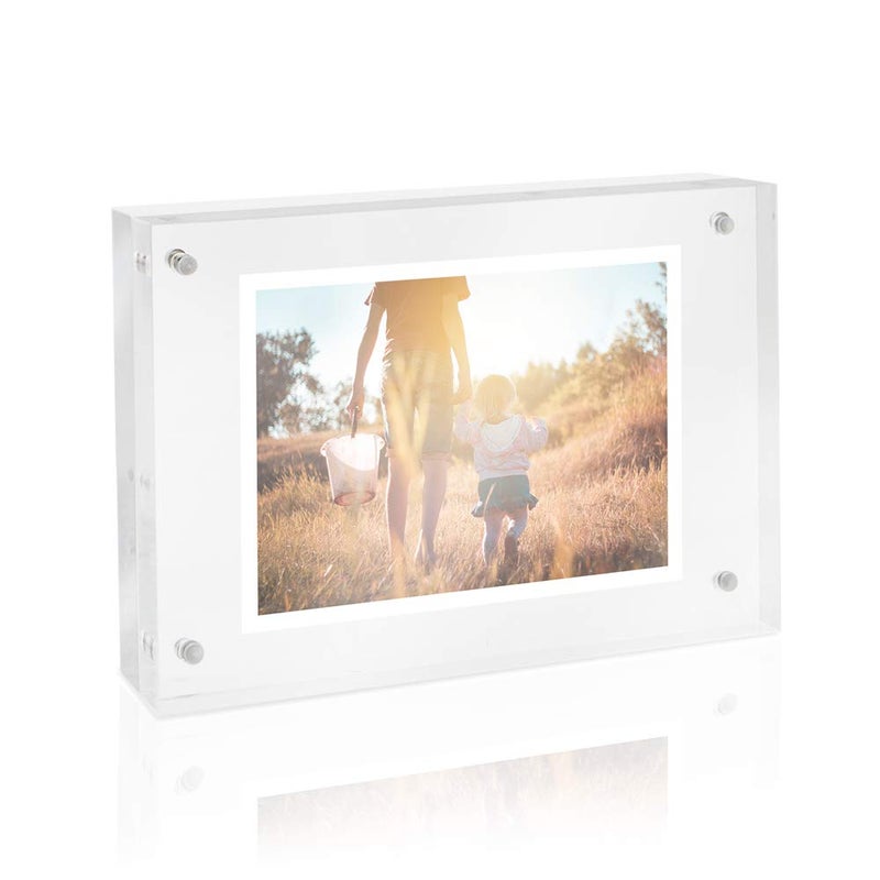 Isaac Jacobs 3.5â€ x 5â€ Super Thick [23MM Thickness] Clear Acrylic Magnetic Block Picture Frame, Double-Sided, Frameless, Freestanding, Floating Photos, for Desktop & Tabletop Display (3.5.5x5) - Image 5