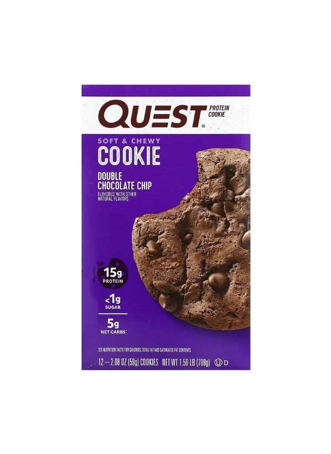 QUEST NUTRITION Protein Cookie Double Chocolate Chip 12 Pack 2.08 oz 59 g Each  - Image 1