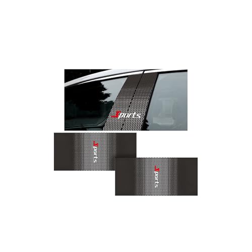 HZEL Carbon Fiber Car Window Pillar Stickers 2PCS Waterproof Vehicle Door B Pillar Post Scratch Cover Trim Decals Auto Exterior Protection Film Accessories Universal Fit BlackWhite - Image 1
