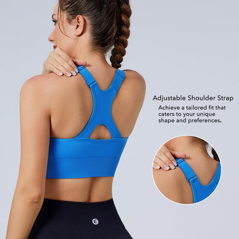 Evercute Racerback High Support Bras Adjustable Sports Bras for Women 3/4 Pack Seamless Padded Workout Bras Yoga Athletic Bra - Image 3