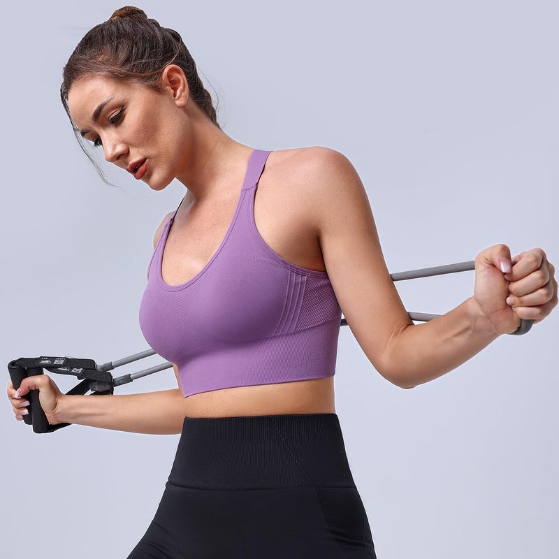 Evercute Racerback High Support Bras Adjustable Sports Bras for Women 3/4 Pack Seamless Padded Workout Bras Yoga Athletic Bra - Image 5