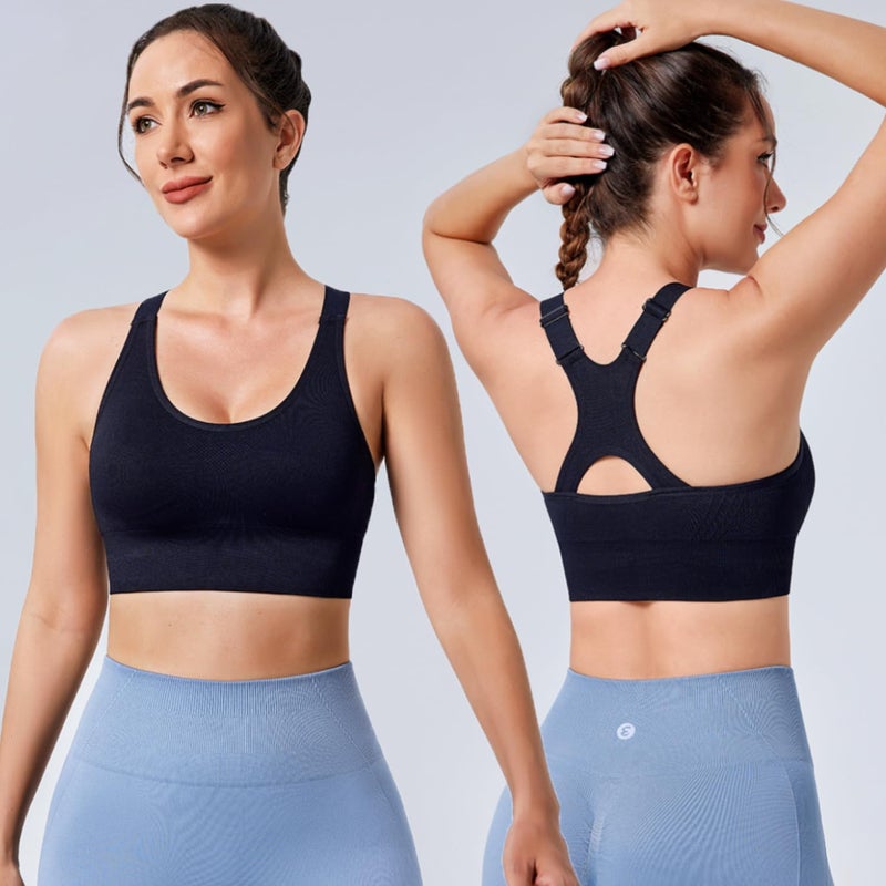 Evercute Racerback High Support Bras Adjustable Sports Bras for Women 3/4 Pack Seamless Padded Workout Bras Yoga Athletic Bra - Image 2
