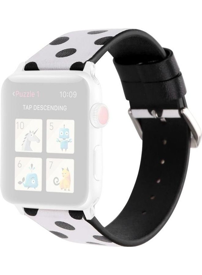 NIBEMINENT Fashion Wave Dot Series Replacement Watchband For Apple Watch 7 45mm/6 & Se 5 4 44mm/3 2 1 42mm Black Dots On White - Image 3