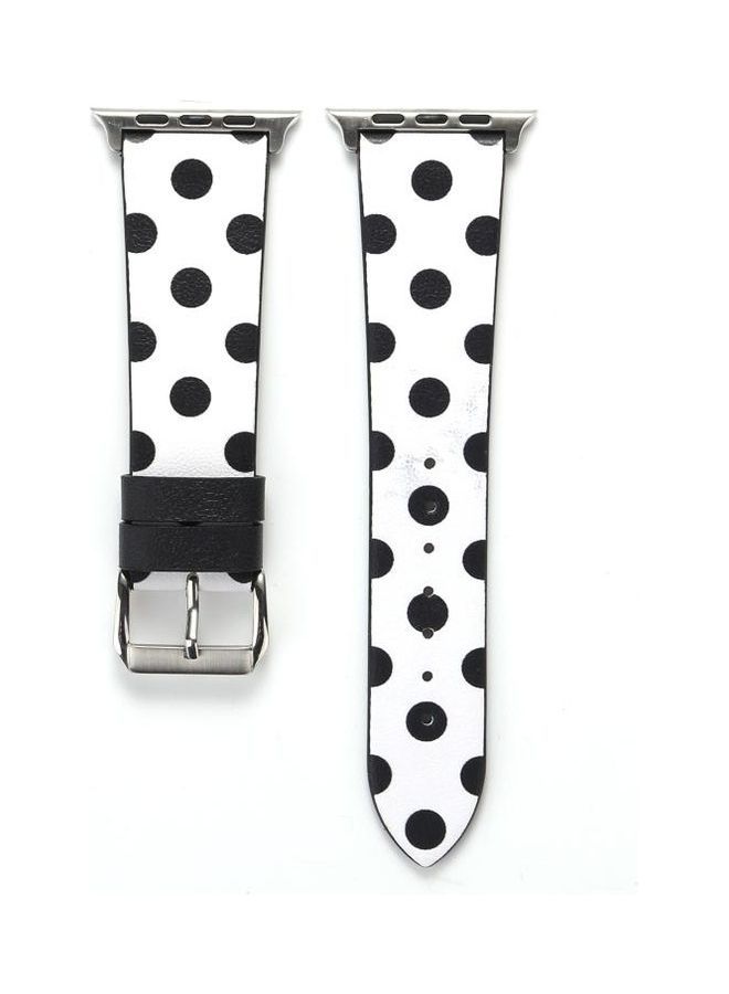 NIBEMINENT Fashion Wave Dot Series Replacement Watchband For Apple Watch 7 45mm/6 & Se 5 4 44mm/3 2 1 42mm Black Dots On White - Image 1