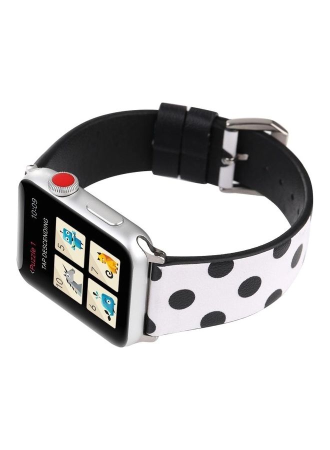 NIBEMINENT Fashion Wave Dot Series Replacement Watchband For Apple Watch 7 45mm/6 & Se 5 4 44mm/3 2 1 42mm Black Dots On White - Image 5