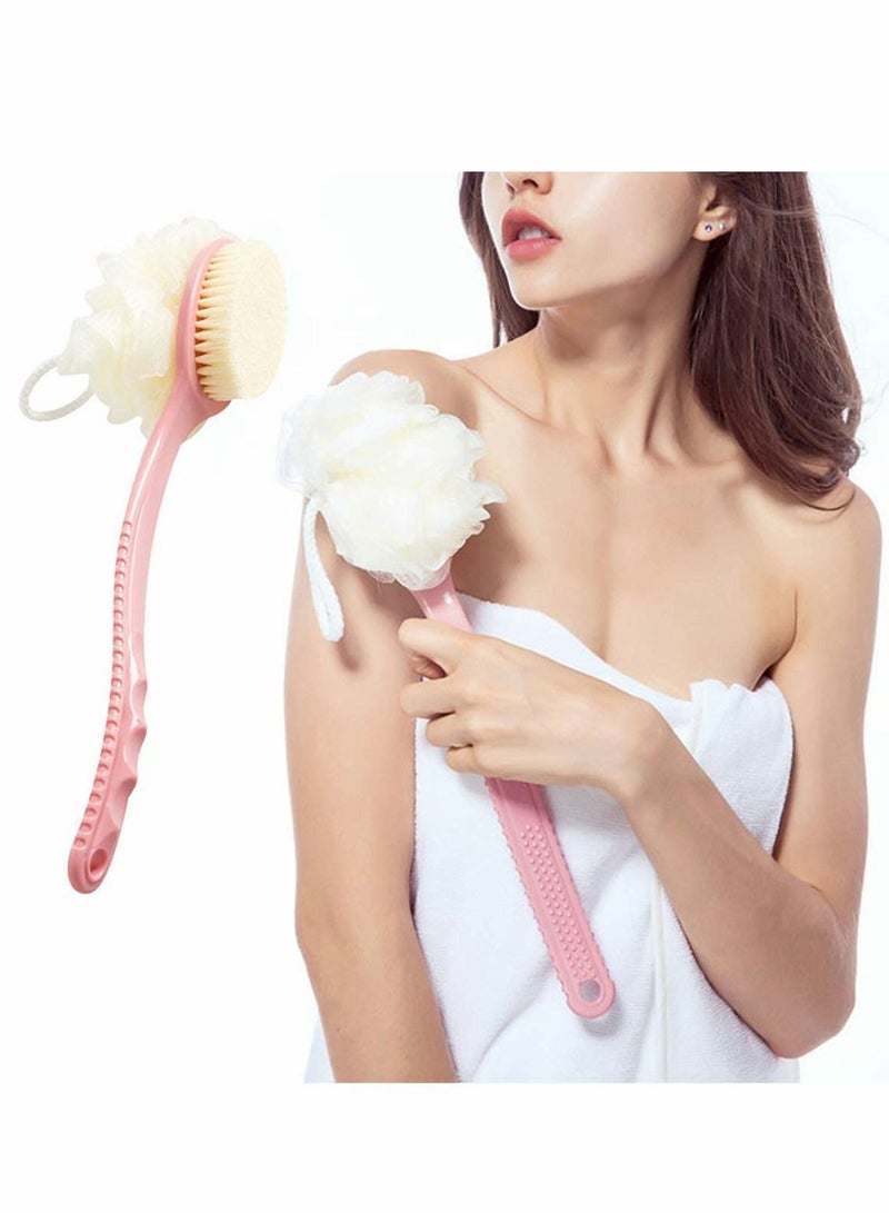 Men Women Long Handle Bath Brush 2 in 1 Shower Sponge with Back Scrubber Exfoliating PCS - Image 3