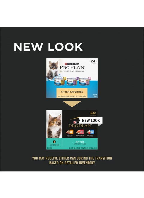 Purina Pro Plan High Protein Wet Kitten Food Variety Pack, DEVELOPMENT Kitten Favorites - (24) 3 oz. Cans