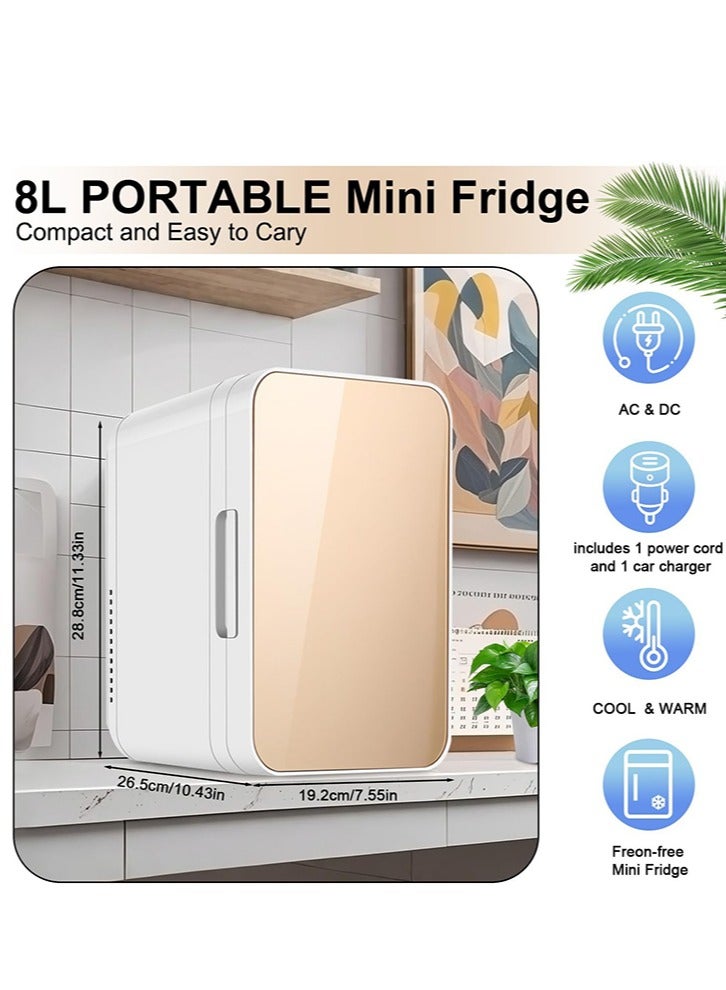 عربست ثلاجة صغيرة ، ثلاجة 8 لتر ، مدمجة ومحمولة ، ثلاجة مزدوجة الطبقة ، ثلاجة منخفضة الضوضاء 110V AC / DC المحمولة ثلاجة حرارية كهربائية ودفئة للعناية بالبشرة والأغذية والمشروبات ، استخدام السيارة / غرفة النوم / المكتب / التخييم - Image 2