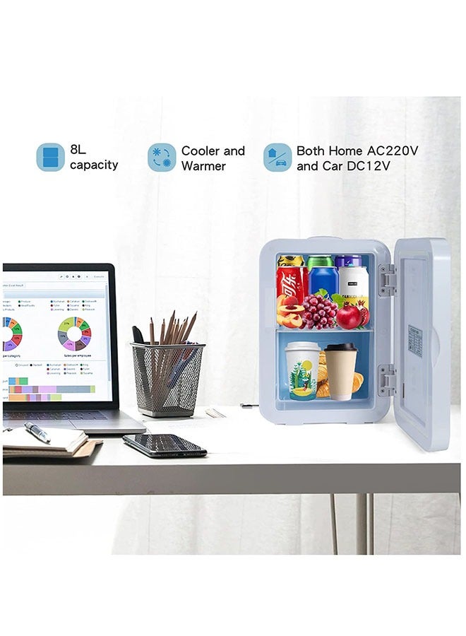 عربست ثلاجة صغيرة ، ثلاجة 8 لتر ، مدمجة ومحمولة ، ثلاجة مزدوجة الطبقة ، ثلاجة منخفضة الضوضاء 110V AC / DC المحمولة ثلاجة حرارية كهربائية ودفئة للعناية بالبشرة والأغذية والمشروبات ، استخدام السيارة / غرفة النوم / المكتب / التخييم - Image 4