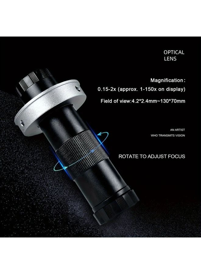 Black Industrial Microscope Optical Lens 1 150x Magnification Adjustable Focus - Image 2