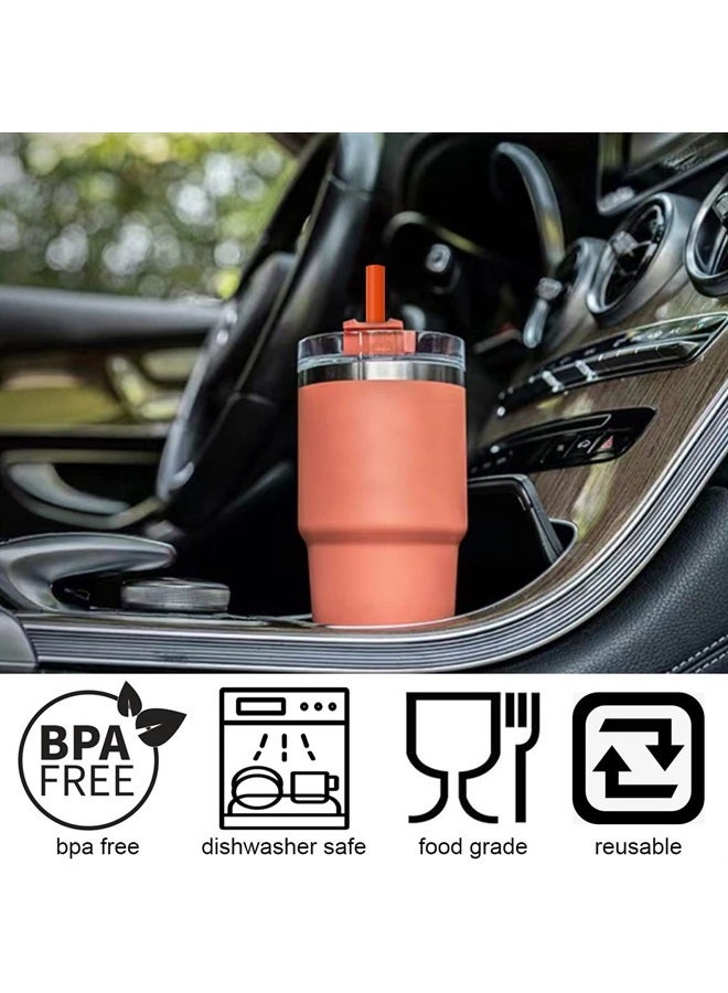 ALINK 10 Pack Color Replacement Straws for Stanley 40 oz 30 oz Tumbler, 12 in Long Reusable Colorful Silicone Straws for Stanley Cup Accessories, Half Gallon Jug, Plus 2 Cleaning Brush