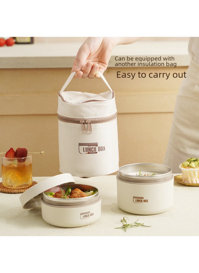 Generic Portable Stainless Steel Round Thermal Lunch Box Cover Soup Bowl Specialized For Office School Students Japanese Style Meal Box-Specifications:Rice-four Pack (with Insulation Bag)  - Image 3