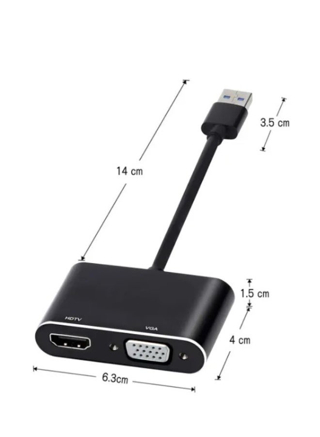 Haing USB 3.0 to HDMI Converter 1080P HDMI and VGA Sync - Image 2