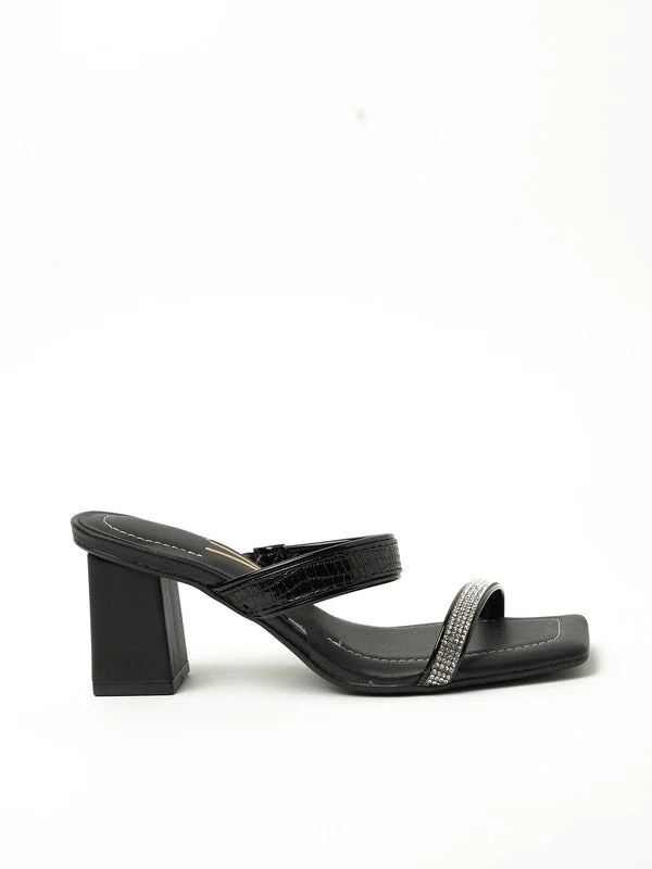 VIZZANO Vizzano Ladies Mid Heel Sandals Black | Made In Brazil