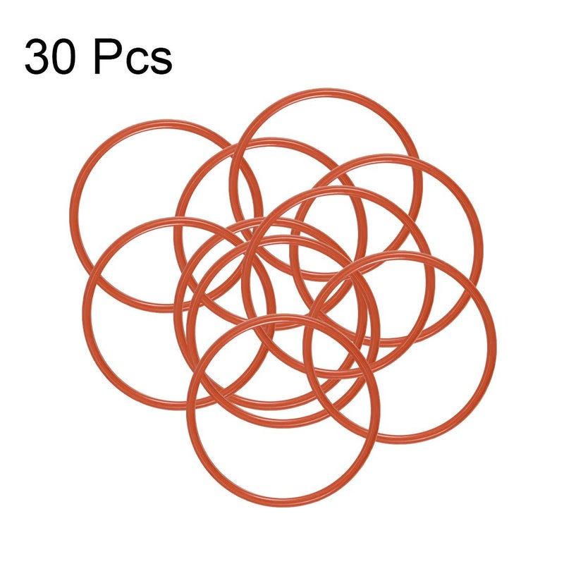 uxcell Silicone O-Ring, 18mm OD, 16mm ID, 1mm Width, VMQ Seal Rings Gasket, Red, Pack of 30 - Image 3