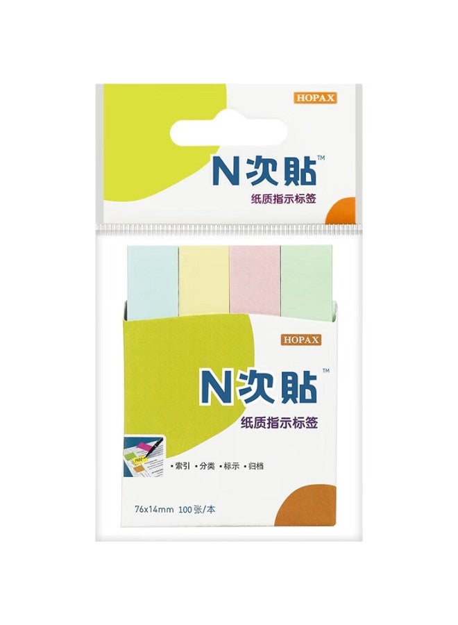 Stickn 4 Packs 400 Sheets 4 Colors Divided Sticky Notes, 76*14Mm Memo Pads, 34017 - Image 1