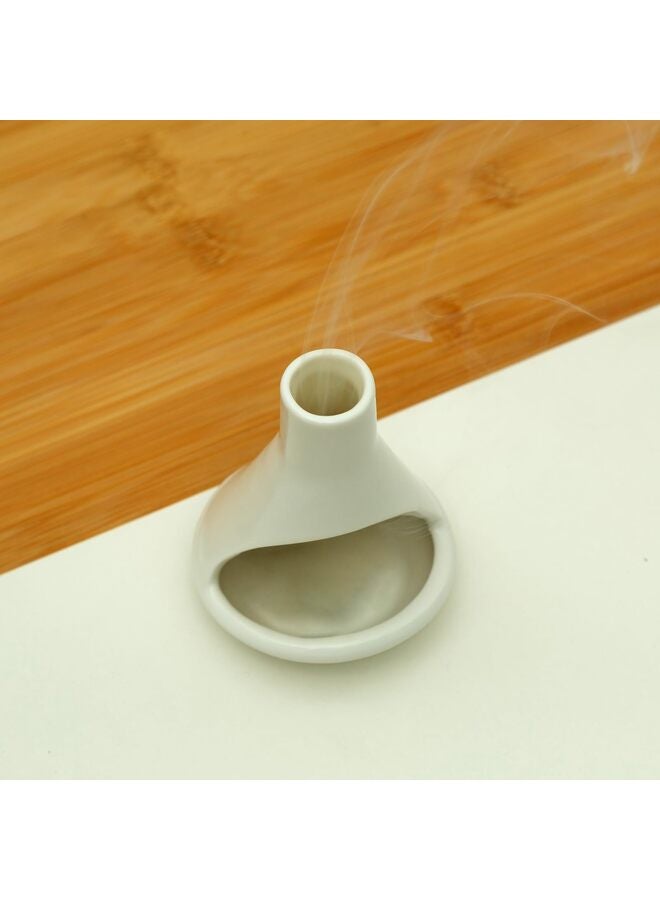 LAMAY Handmade Ceramic Chiminea Palo Santo Holder - Modern Medieval Incense Burner and Candlet Holder - Zen Home Decor White - Image 1